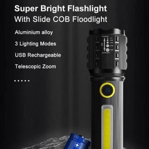 Best-LED Strong Light Tactical Flashlight Rechargeable Super Bright Zoomable + USB Charging Torch