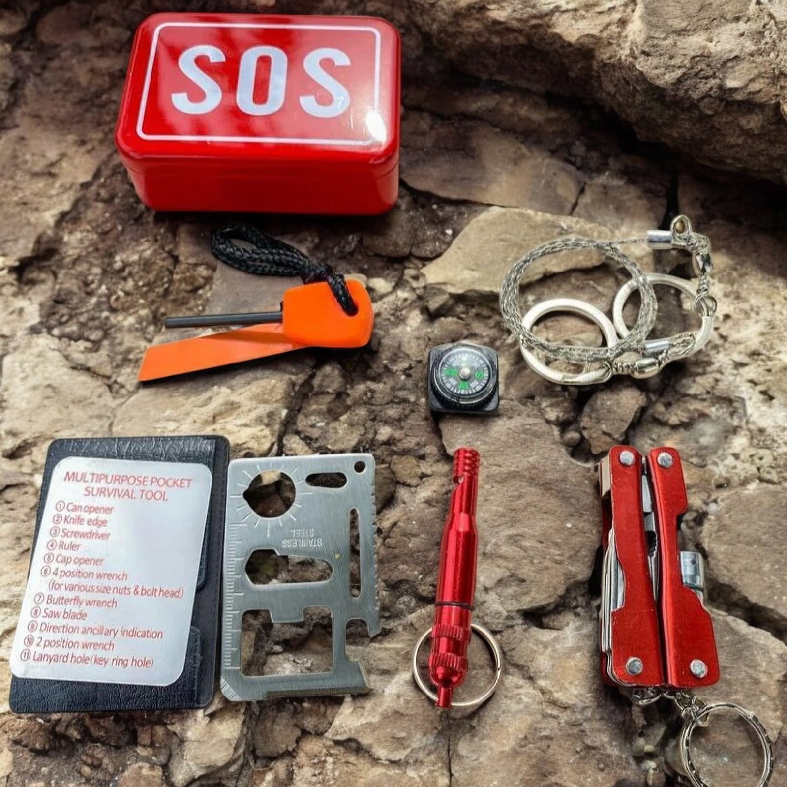 Emergency 6 in 1 SOS Multi-functional Multi-purpose Survival Multi-tool kit