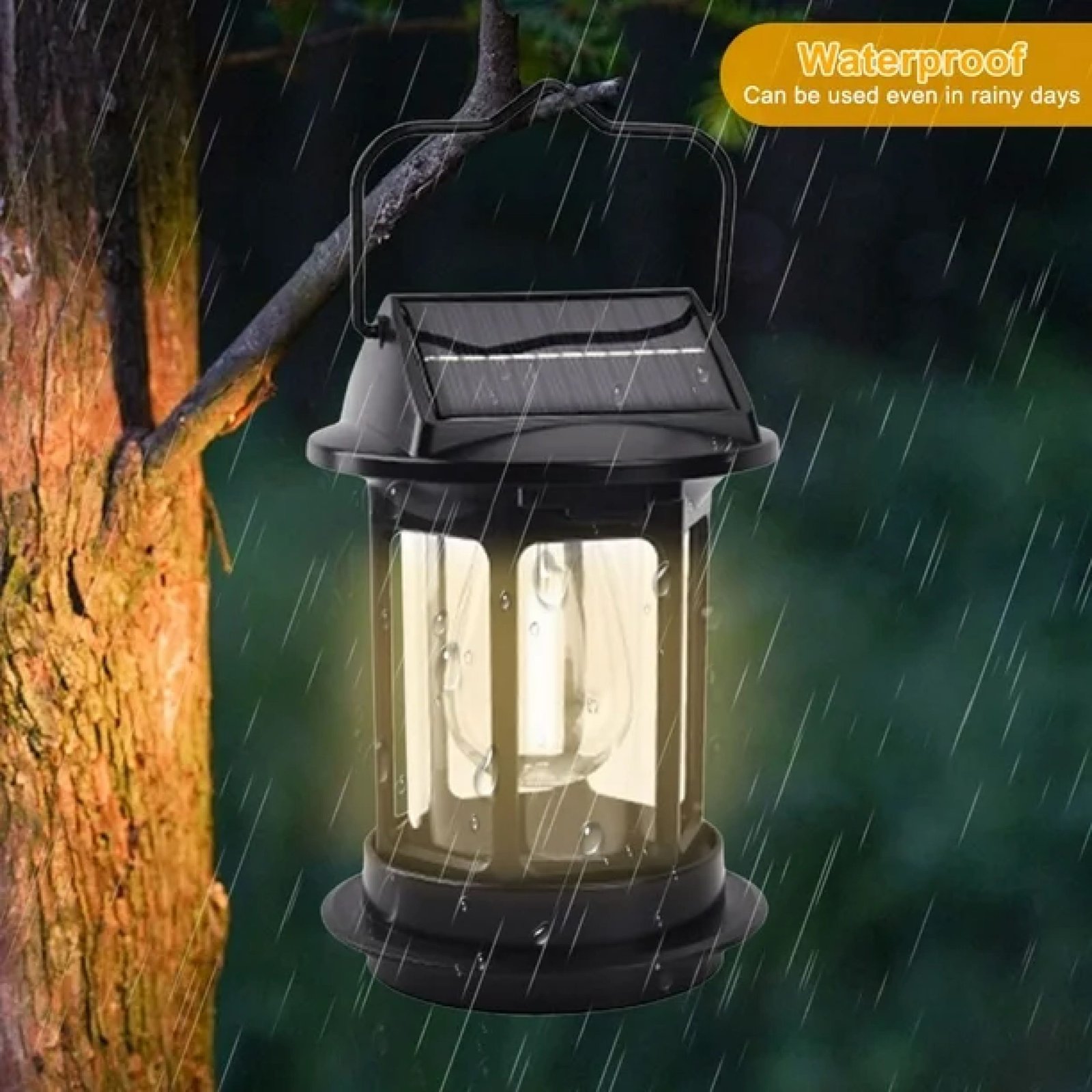 Solar Sensor LED Light 17*12.5cm - Outdoor Waterproof Solar Rechargeable Camping Lantern JD-7801