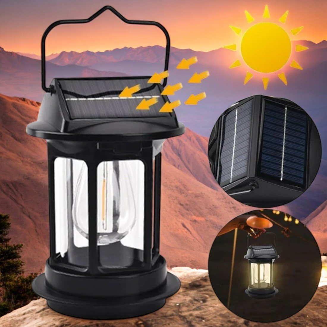 Solar Sensor LED Light 17*12.5cm - Outdoor Waterproof Solar Rechargeable Camping Lantern JD-7801