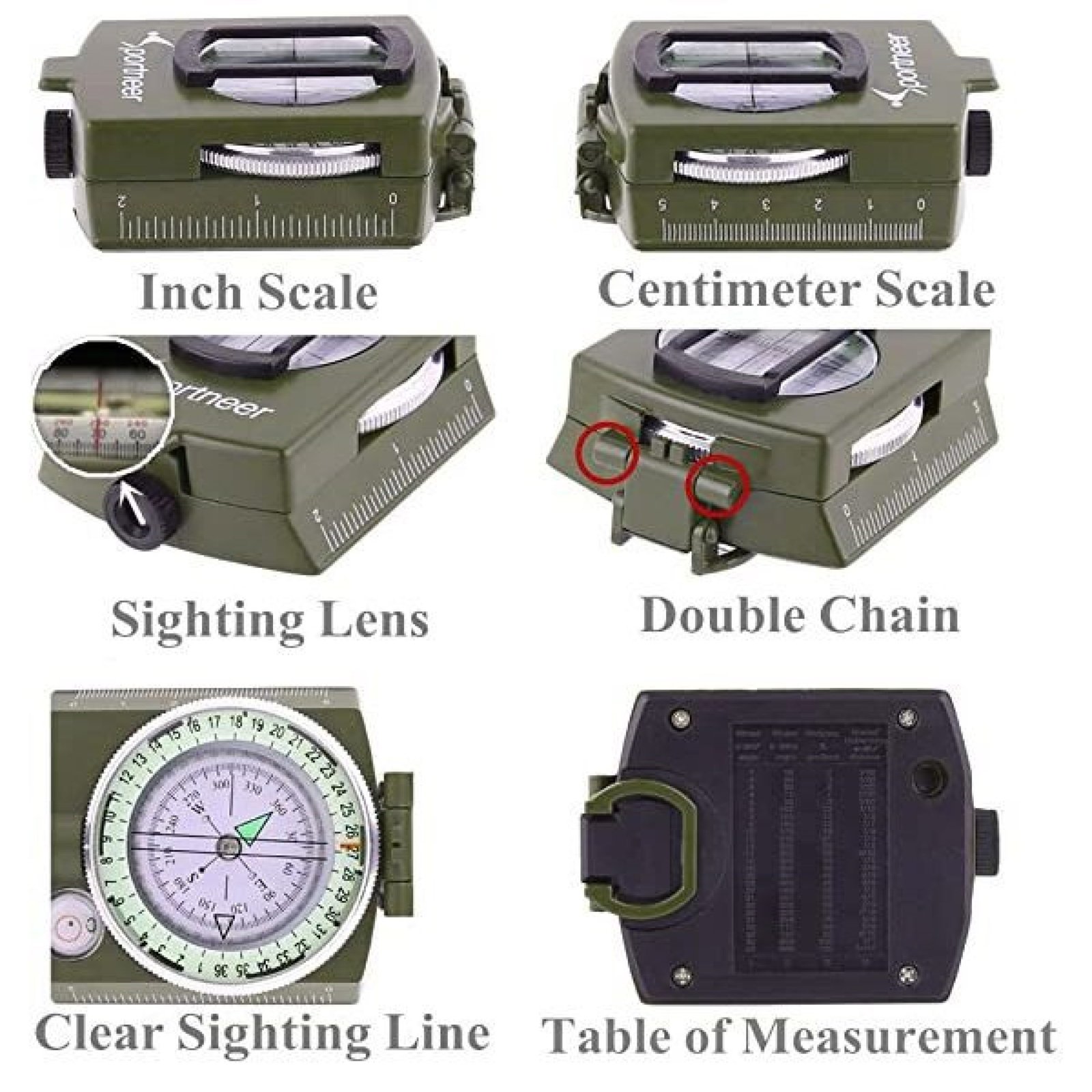 Outdoor High-Precision Professional Luminous Portable Compass, Lensatic Prismatic