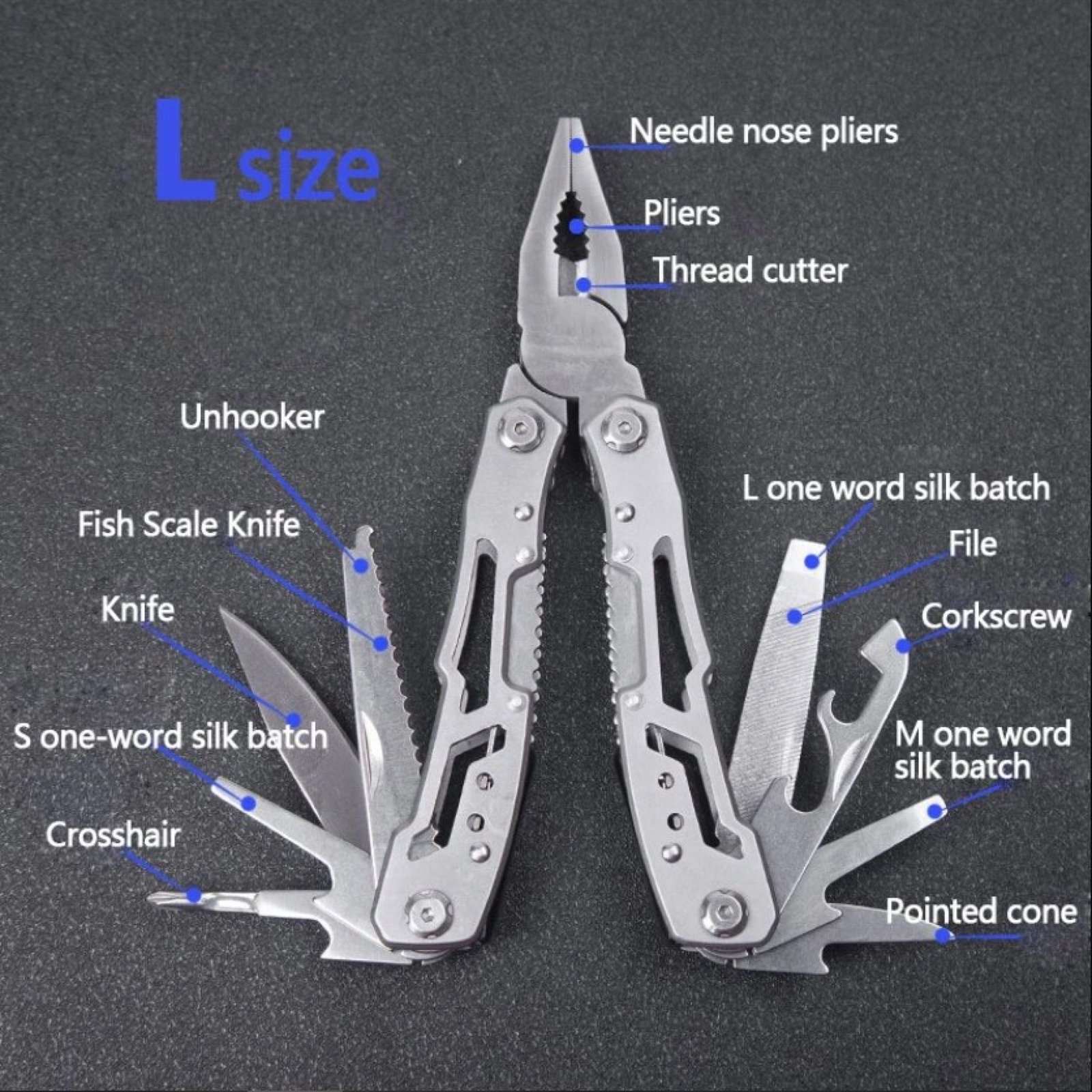 Jeep Multitool with Knife, Pliers & 11 Bits – Sharp Stainless Steel Multi Tool 24-in-1