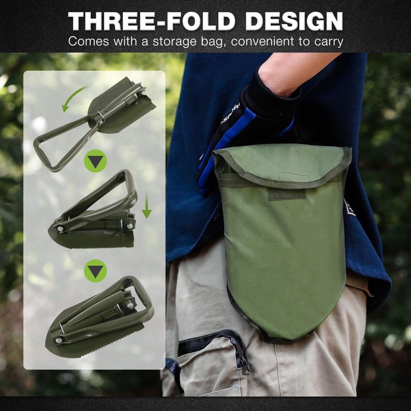 Military Tactical Folding Camping Shovel Pocket base