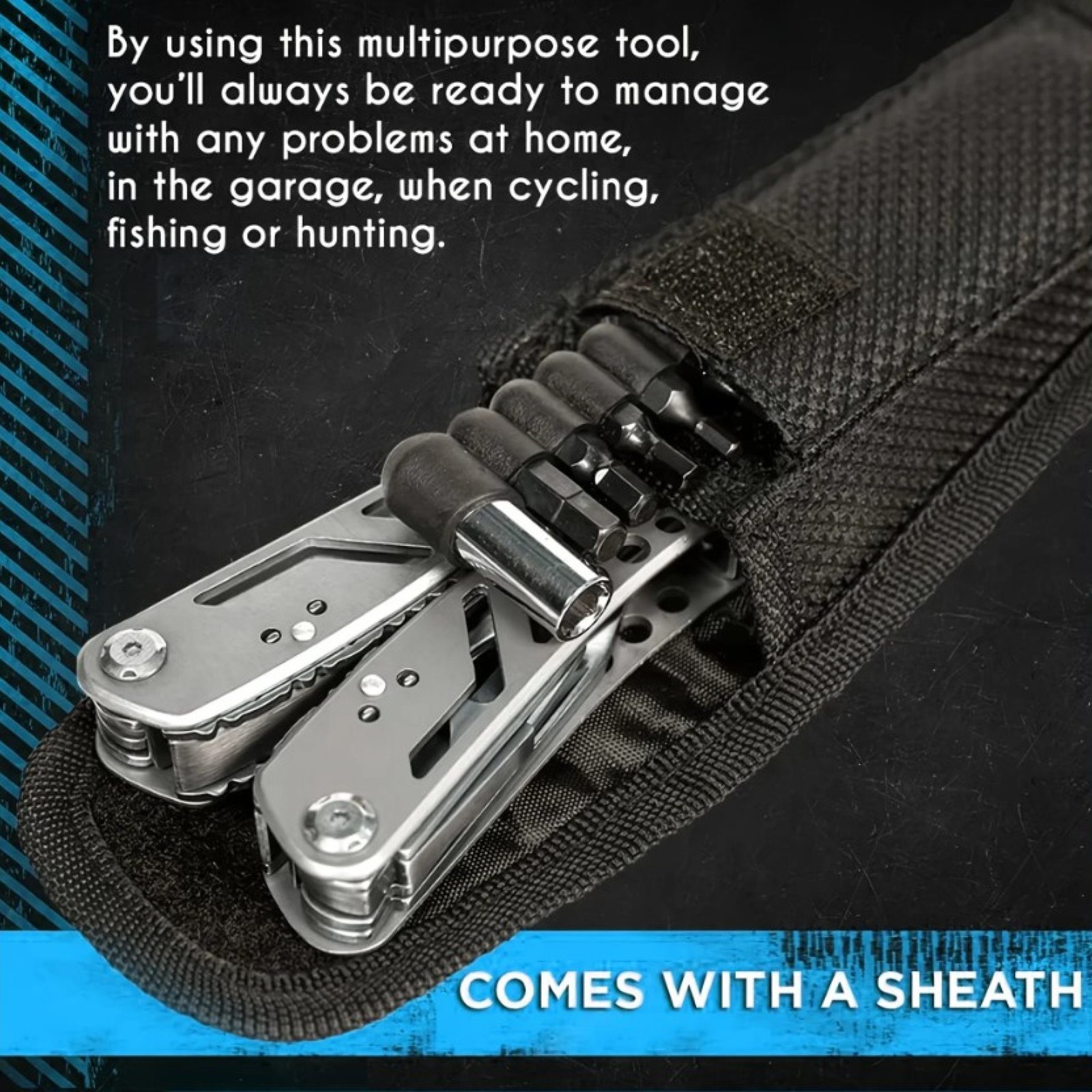 Jeep Multitool with Knife, Pliers & 11 Bits – Sharp Stainless Steel Multi Tool 24-in-1