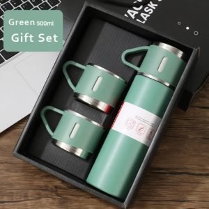 Vacuum Flask with 2 cups Green